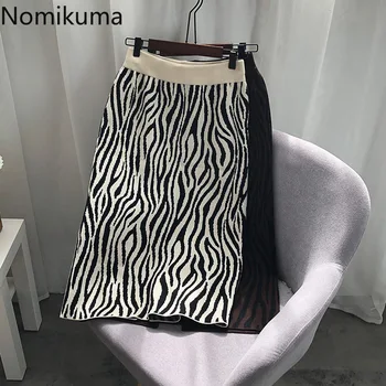 

Nomikuma Korean Knitted Striped Skirts High Waist Split Women Sweater Skirt 2020 Autumn Winter New Faldas Mujer Moda 6C950