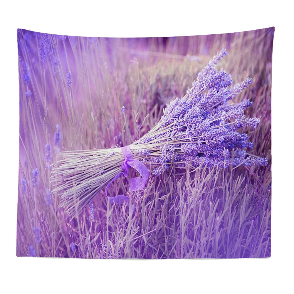 7 1pcs Landscape Tapestry Purple Lavender Polyester Nordic Home Livingroom Decoration on The Wall Minimalism Beach Sitting Carpet - Цвет: 7
