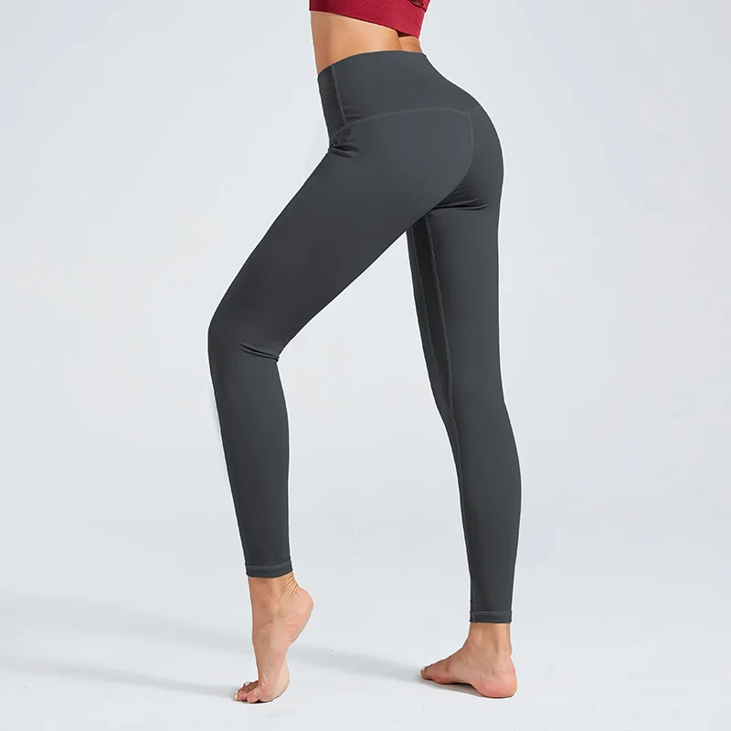 Kamisnky Women Leggings High Waist Sports Gym Leggings Running Athletic Pants Femme Workout Fitness Leggings Solid Women Clothes - Цвет: Y6065 Grey