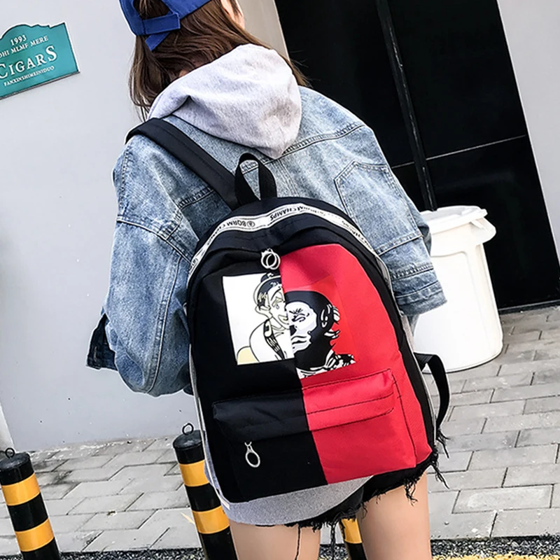 Рюкзак с принтом граффити, Холщовый женский и мужской рюкзак, школьная сумка для подростков, девочек и мальчиков, парные рюкзаки, повседневные прочные сумки