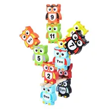 12 шт., строительные блоки в форме совы, Забавные милые деревянные балансировочные игры, игрушки, блоки для малышей, детей