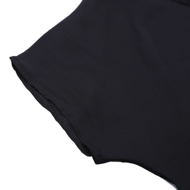 Sexy V-Neck Short Sleeve Tops For Woman Lace Patchwork Casual Shirt Women's Clothes Black Shirt Womens Blouses Summer Blusa
