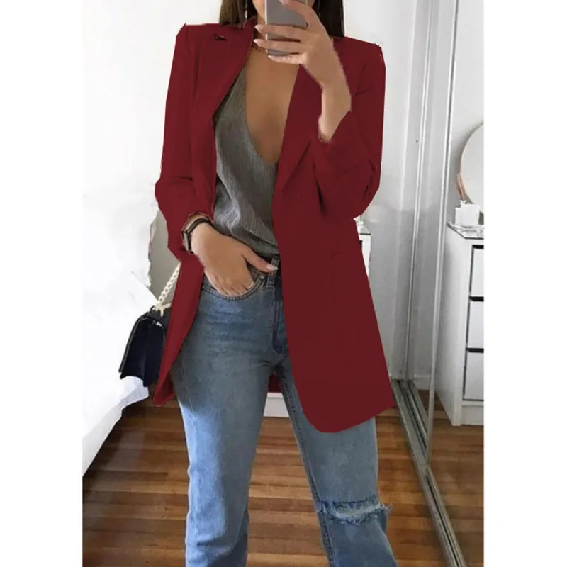 OEIN Women's blazers jacket 2021 Spring and Autumn female oversize office Long Sleeve solid color coat loose casual clothes womens pant suit set Suits & Blazers