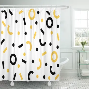 

Geometric Pattern Black and White Form Triangle Line Circle Shower Curtain Waterproof Polyester Fabric 60 x 72 inches Set with H