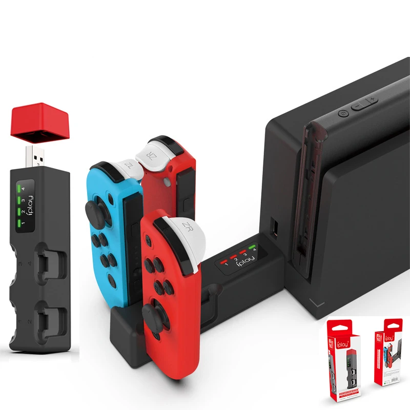 Portable Mini USB Hub Wireless Charger Four Charging Base Station Holder for Nintendo Switch Joycon NS Controller Accessories controller charger dock controller charging base nintendo switch charger switch charger controller charger nintendo charger