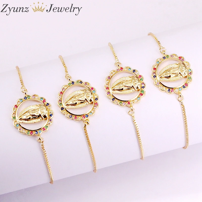 10 шт., модные браслеты в форме Иисуса, микро Pave CZ скользящий браслет, радужные кристаллы циркония CZ ювелирные изделия браслеты