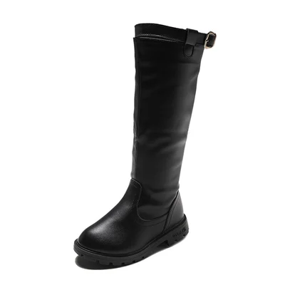 Зимняя обувь для девочек; коллекция года; детские ботинки; kinderschuhe schuhe kinder; детская обувь из искусственной кожи - Цвет: Черный