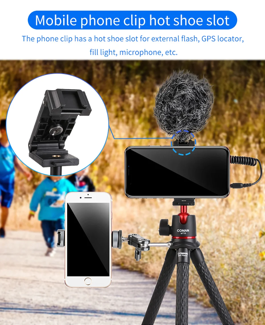 MT35 складной Открытый Осьминог штатив для DSLR камера смартфон Волшебная рукоятка с 1/4 винтом Съемная шаровая Головка Горячий башмак Зажим для телефона