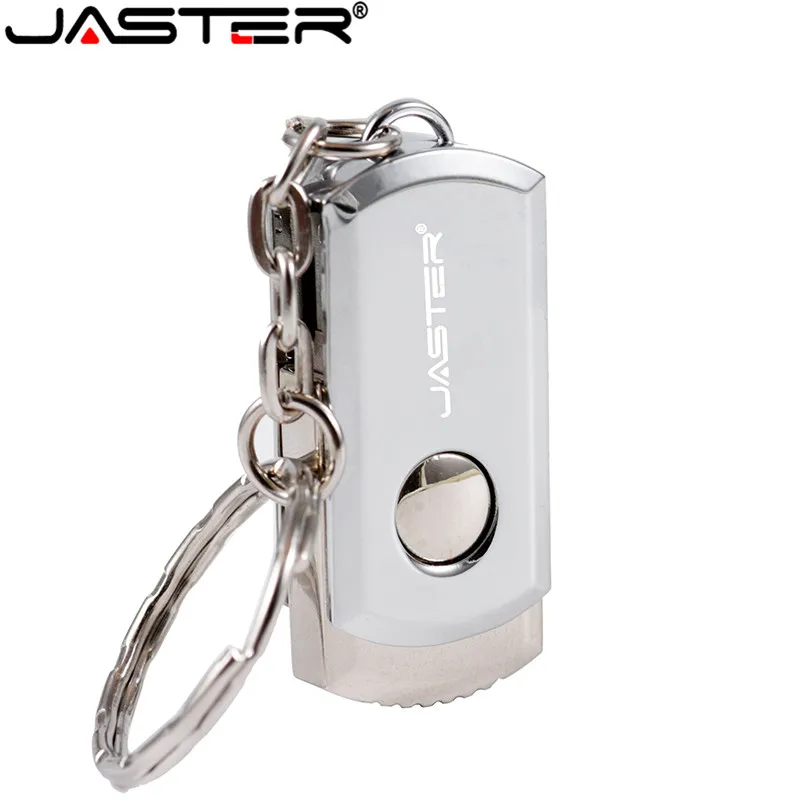 JASTER  Metal USB Flash Drive Rotation Pen Drive 4GB 8GB 16GB 32GB 64GB Real Capacity Pendrive USB Memory Stick with Key Chain