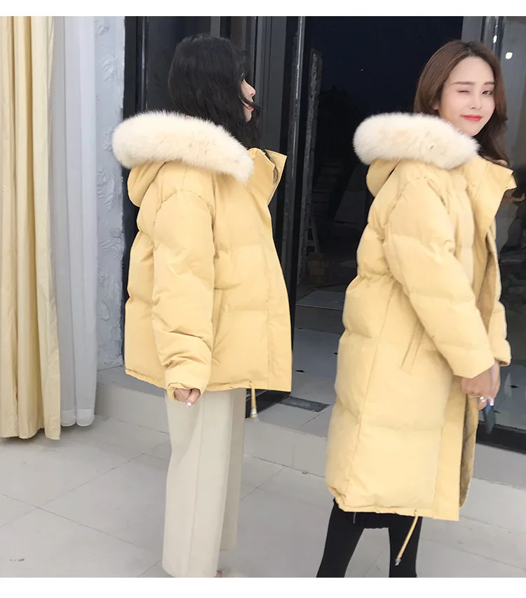 Куртка с воротником из настоящего лисьего меха для фотосессии, теплая маленькая стеганая куртка с воротником из лисьего меха, одежда с хлопковой подкладкой, Женская куртка, лучшая Frien