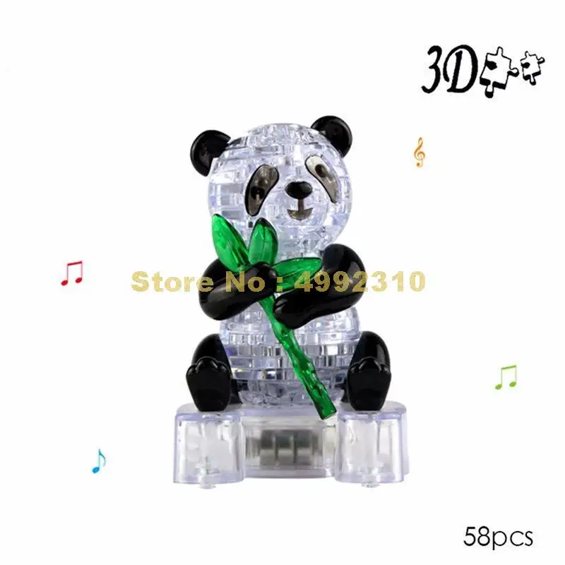 3d Кристалл Панда пазл с фонасветильник Diy модель здания игрушка для детей