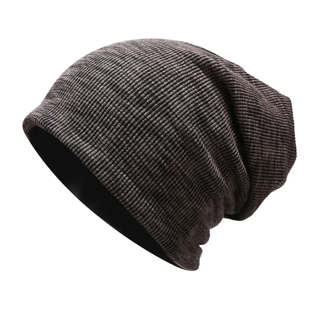 Шапка унисекс, вязаная шапка, хеджирующая шляпа, Круглая Шапочка без полей, кепка, теплые уличные шляпы двойного назначения, шляпы с воротником ALS88 - Цвет: dark gray