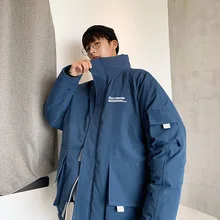 POVOTE мужской пуховик в стиле хип-хоп зимняя куртка мужская уличная одежда в стиле хип-хоп парка мужской Корейский черный синий пуховик