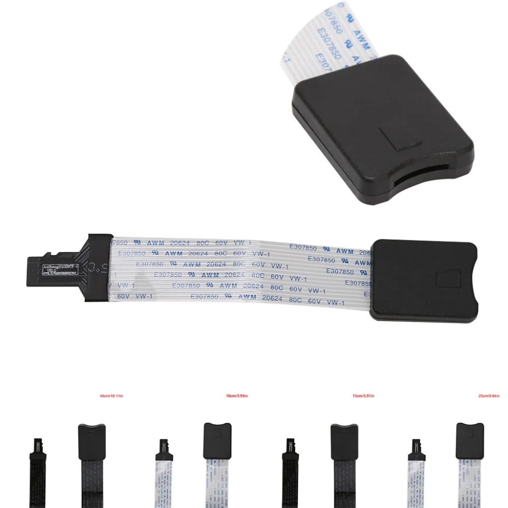 

10/15/25/46cm TF Male To Micro SD Female Card Reader Extension Adapter Cable Extender For Car GPS Phone TV Camera Au06 19