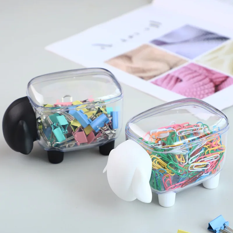 

Creative Dust-proof Mini Plastic Cotton Swab Storage Box Cute Sheep Household Cosmetic Cotton Storage Box Desktop Organizer