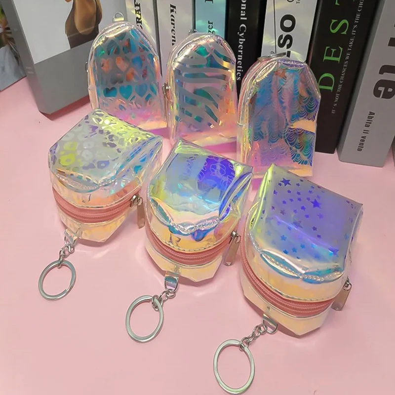 

1 PC Laser Fish Scales Colorful Sequin Coin Purse Women Girl Lady PU Mini Wallet Zipper Card Storage Bag Little Star Coin Purse