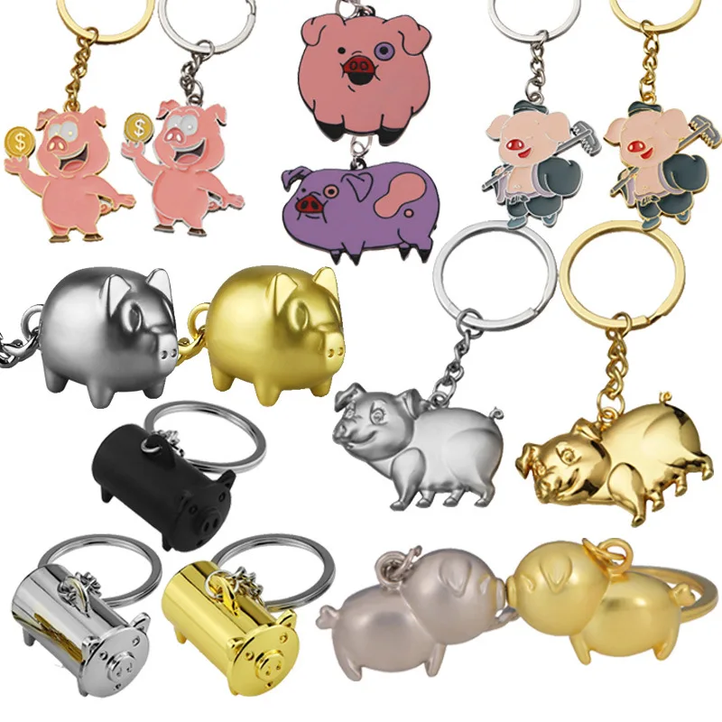Стиль распродажа, милые брелок с поросенком металлические креативные пары Китайский Зодиак золотой брелок на ключи в форме поросенка Сумочка Подвеска
