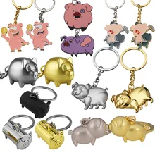 Стиль распродажа, милые брелок с поросенком металлические креативные пары Китайский Зодиак золотой брелок на ключи в форме поросенка Сумочка Подвеска