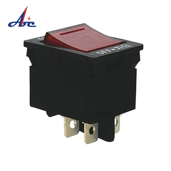 

10A 16A IBS-2R DPDT 4PINS 220V Red Lamp Illuminated ON OFF Rocker Switch Overload Protector Switch DC12V Thermal Circuit Breaker