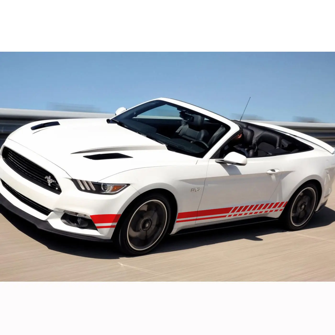Для Ford Mustang боковая юбка автомобильный корпус гоночная полоса наклейки с рисунком Красный