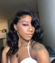 Pelucas de cabello humano brasileño Remy para mujer, postizo de encaje de 4x4 con ondas, línea de pelo prearrancado