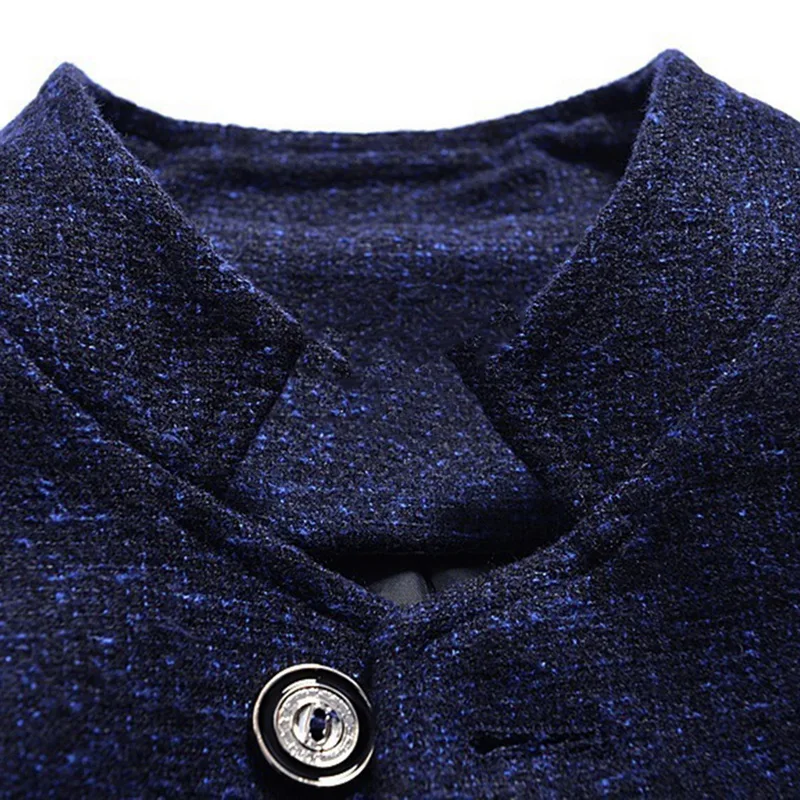 Seller DIHOPE 2020 Vintage Blazer Coats Men High Quality Business Jackets Casual Stand Collar Long Sleeve Blazer Slim Blazer Outwears