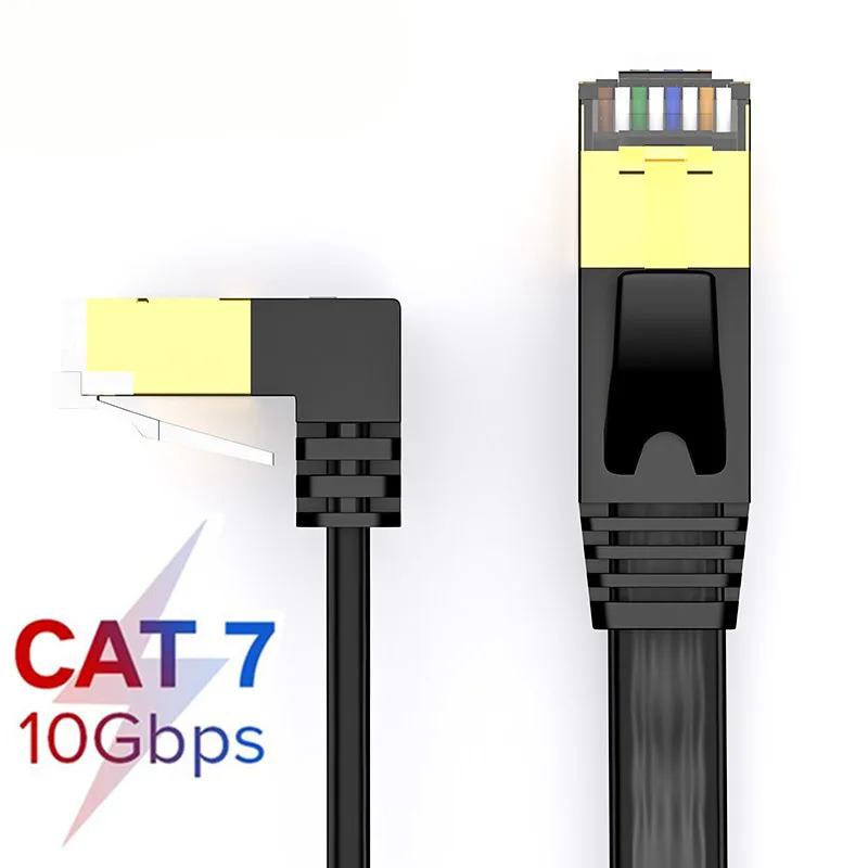 

Ethernet Cable RJ45 Cat7 Lan Cable STP RJ 45 Flat Network Right Angled Cable Patch Cord for Modem, Router, Patch Panel, Laptop