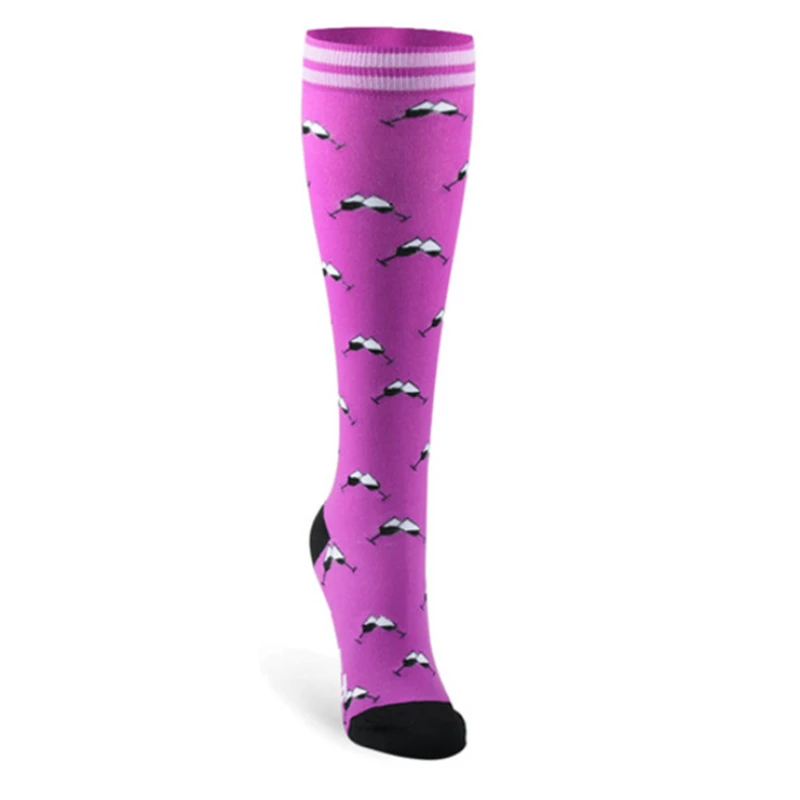 HUAYASX Sport Kompression Socken Druck Rhombischen Streifen Ball Liebe Herzen Sterne Leopard Pfeil Elastische Strümpfe Outdoor Sport – Detail 4