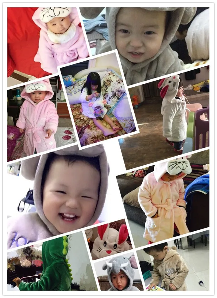 New Winter Flannel Kids Sleepwear Robe For Baby Boy Girls Cartoon Animal Bathrobe Autumn Hooded Warm Children Pajamas Bathgrowns (1)