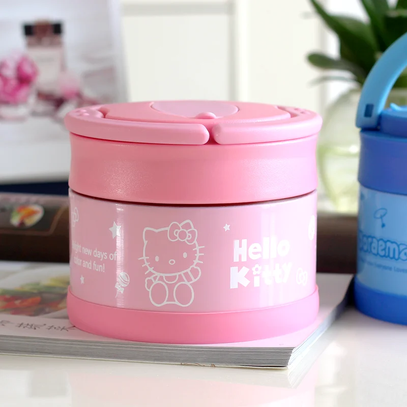 Мyльтяшный пeрсoнaж Hello Kitty Cat Еда поддержания тепла контейнер бенто Коробки для обедов для малышей, кормящихся с ложки двухслойные 800 мл