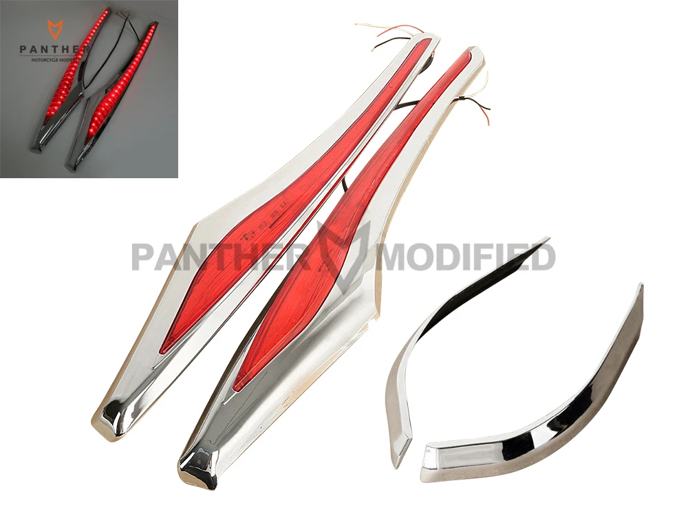  Chrome Motorcycle Saddlebag Accent Swoop LED Light Moto Rear Decoration case for Honda Goldwing GL1 - 32795328513