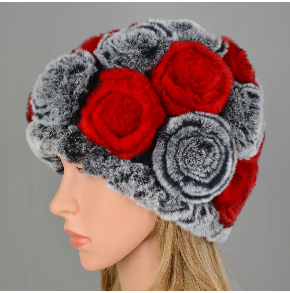 Hot Sale Real Genuine Rabbit Fur Cap Winter Natural Real Rex Rabbit Fur Skullies Hat Quality Women Real Fur Beanies Hats
