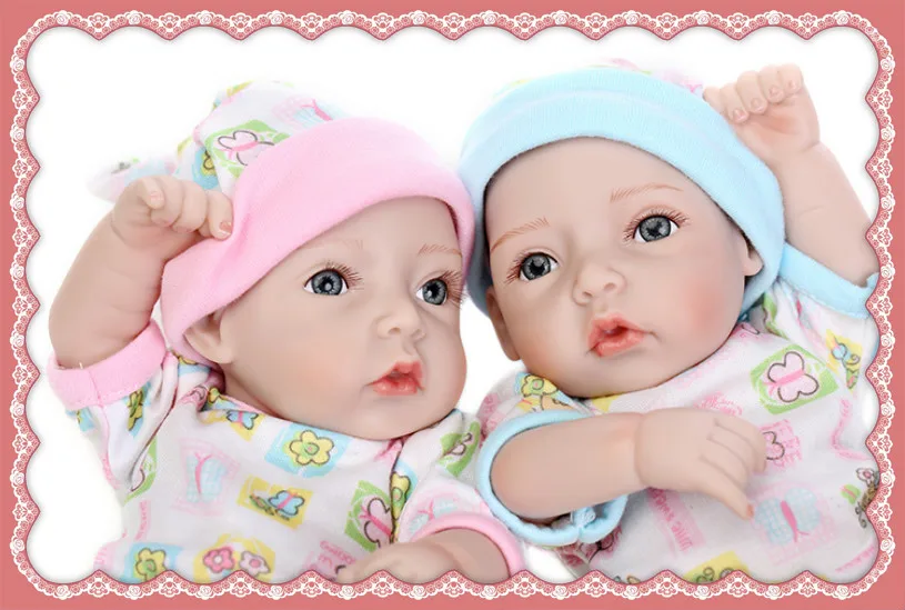 28 см полностью силиконовая виниловая Кукла Reborn Baby Different gender Колыбель для близнецов, Реалистичная кукла Reborn Baby Soft Real Touch Baby Dolls