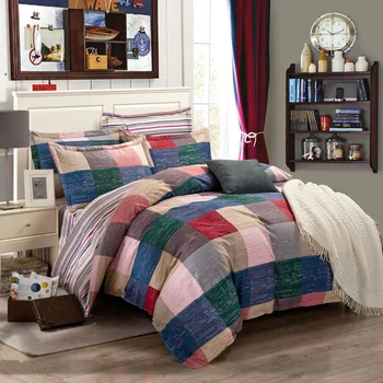 

New British Plaid Bedding Set 100% Cotton Fabric Bed Linen Duvet Cover Set Bed Sheet Pillowcase Twin Full Queen Size Bedclothes