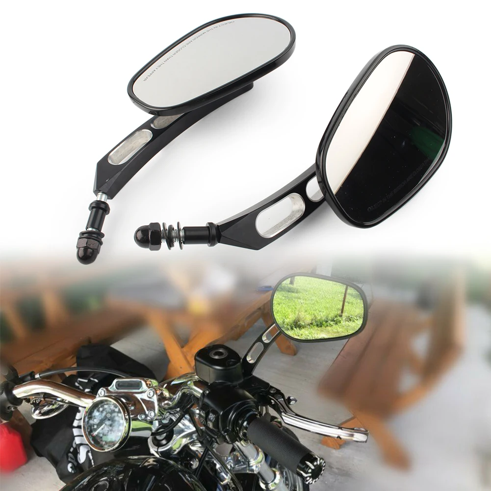 Gloss Black Motorcycle Side Mirror Edge Cut Rearview Mirrors For Haley Sportster 883 XL1200 Softail Touring Dyna 2Pcs | Автомобили и