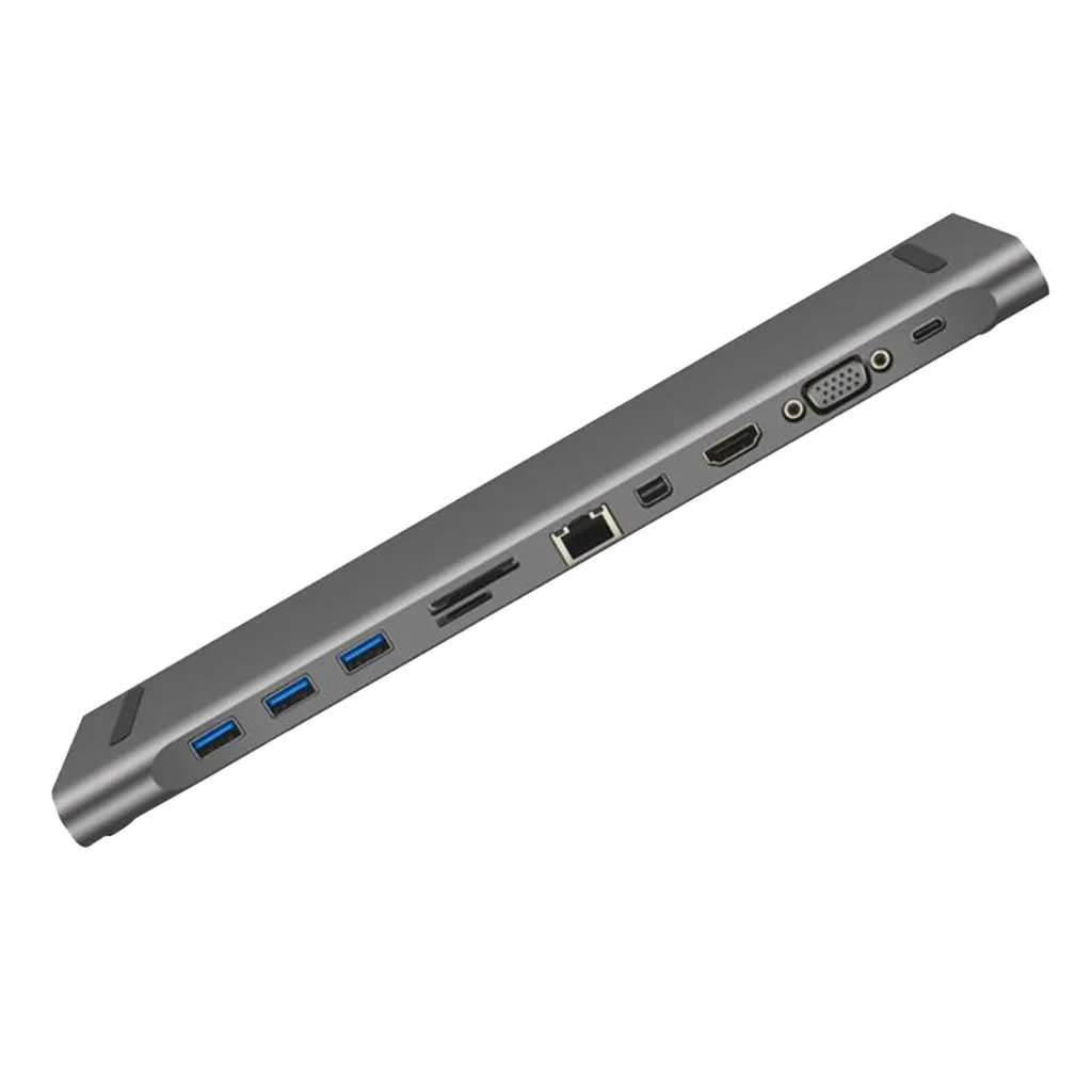 

12 in 1 Aluminum USB Hub Type-C to RJ45 USB3.0 TF HDMI VGA Mini-dp Adapter Type c hub 816#2