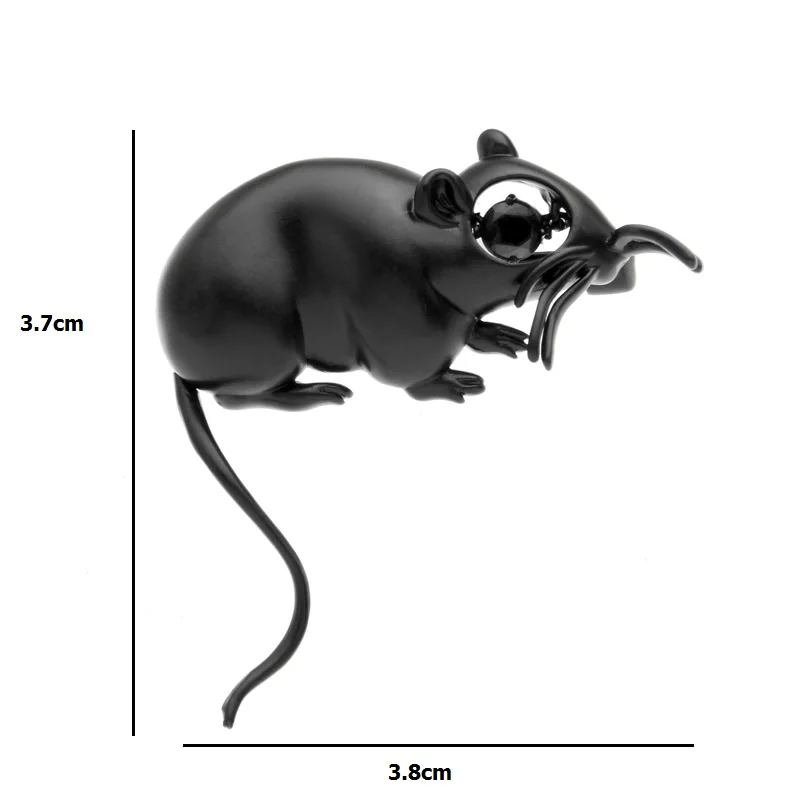 Черные золотые броши с изображением мыши Wuli& baby, эмалированная брошь в виде крыс для женщин и мужчин, подарки