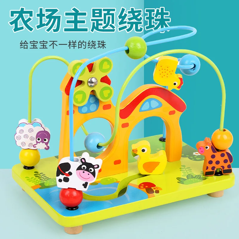 

Children Baby Hands-on Training Large Size Fun Fruit Animal Bead-stringing Toy Beaded Bracelet Building Blocks Educational Toy 1