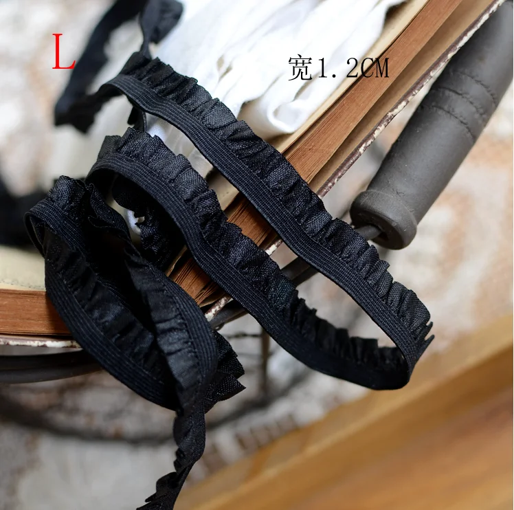 10 Meters/lot 1.2cm Handmade DIY Clothing Accessories Black Color Embroidery Elastic Lace Fabric Curtains Sofa Trim | Дом и сад