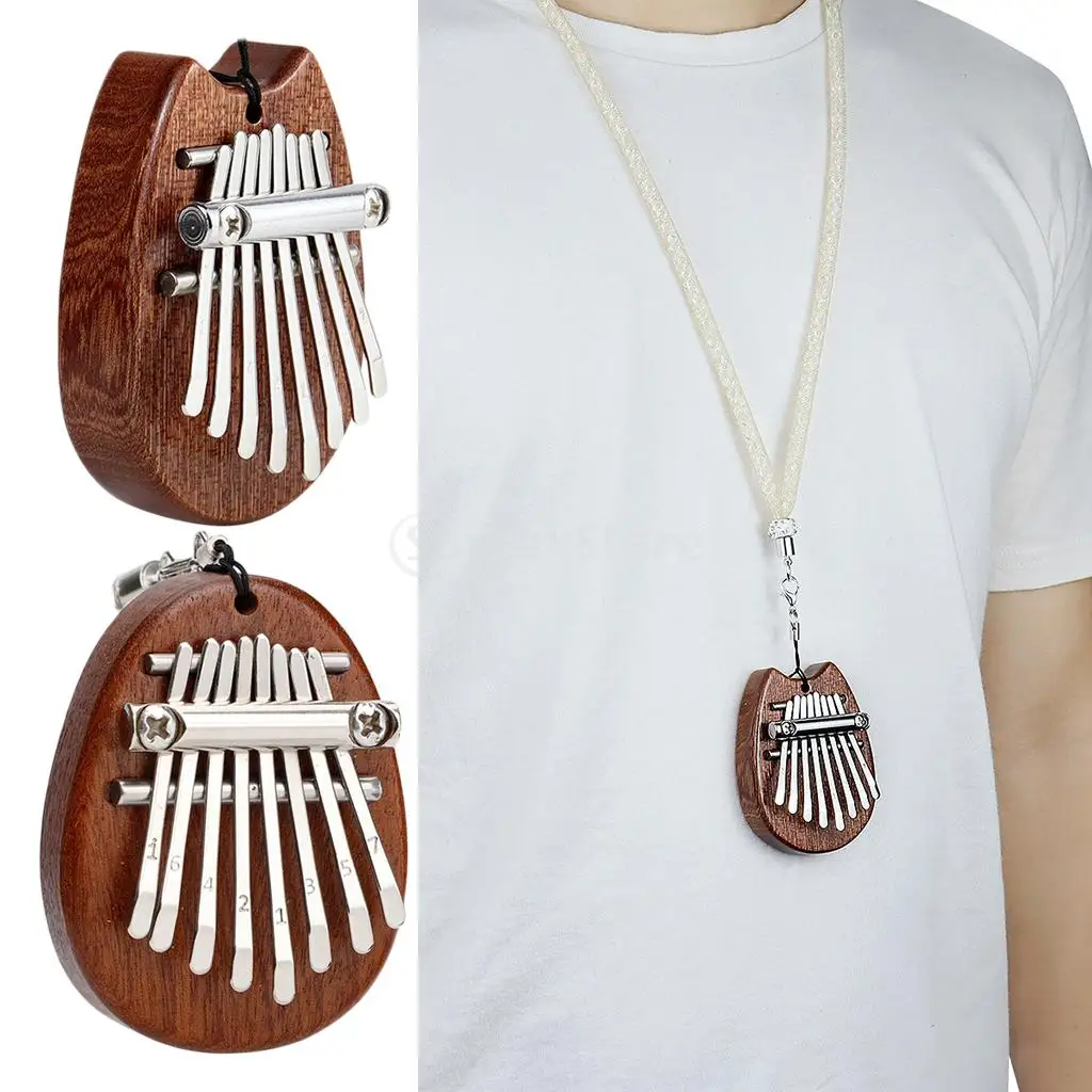 Exquisite 8 Keys Kalimba Thumb Piano With Lanyard Pendant Can Play Gifts