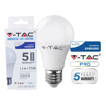 

V-TAC LC2722N Led lamp E27 A60 11W neutral white 4000K bulb ball Samsung Chip warranty 5 years SKU-232