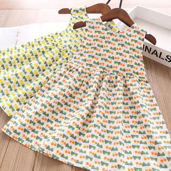 

2020 Summer Girls Printed Cherry Dress Children's Clothing Wholesale