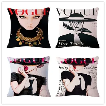 

Decorative throw pillows case vogue girls beauty cushion cover for sofa home decor almofadas pillowcase 45x45cm