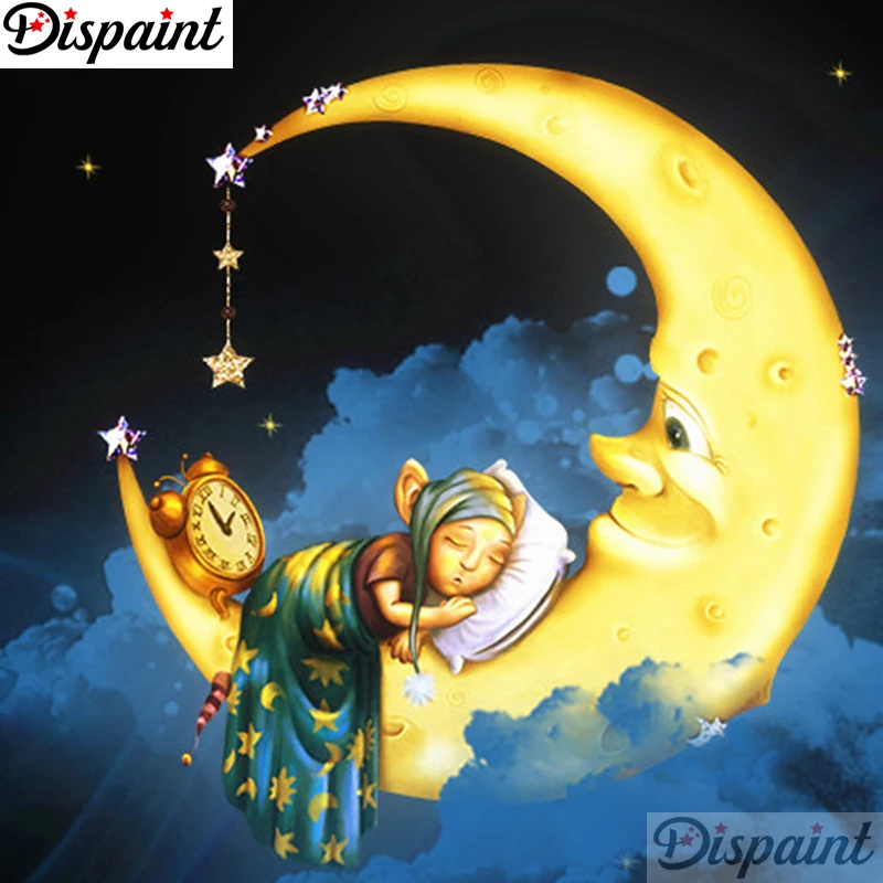 Dispaint квадратная/круглая дрель 5D DIY Алмазная картина &quotмультфильм Луна девушка