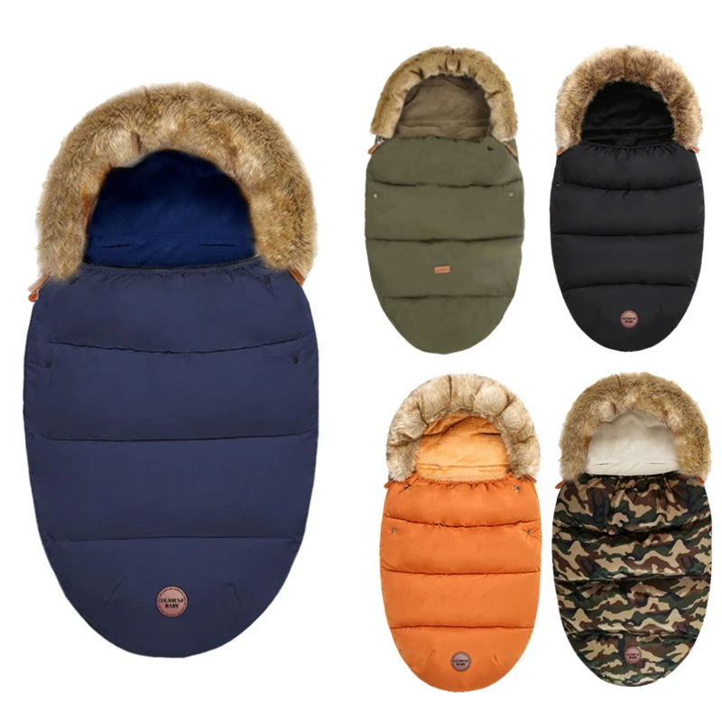 

0-24m Baby Stroller Sleeping Bag Winter Warm Sleepsack Windproof For Infant Wheelchair Envelopes Footmuff Cocoon For Newborns