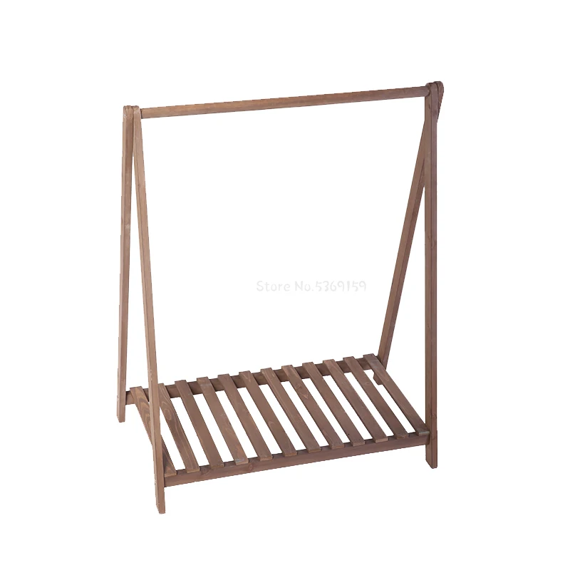Two Multi-storey Flower Rack Chlorophytum Green Laojia Suspension Woodiness Solid Wood Flower Rack Grid Balcony A Living Room - Цвет: Swingframecoffee