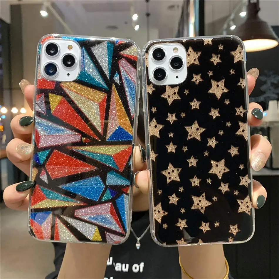 USLION геометрический блеск Bling Star чехол для телефона для iPhone 11 Pro Max X XS XR Xs Max Жесткий PC задняя крышка для iPhone 6 6s 7 8 Plus