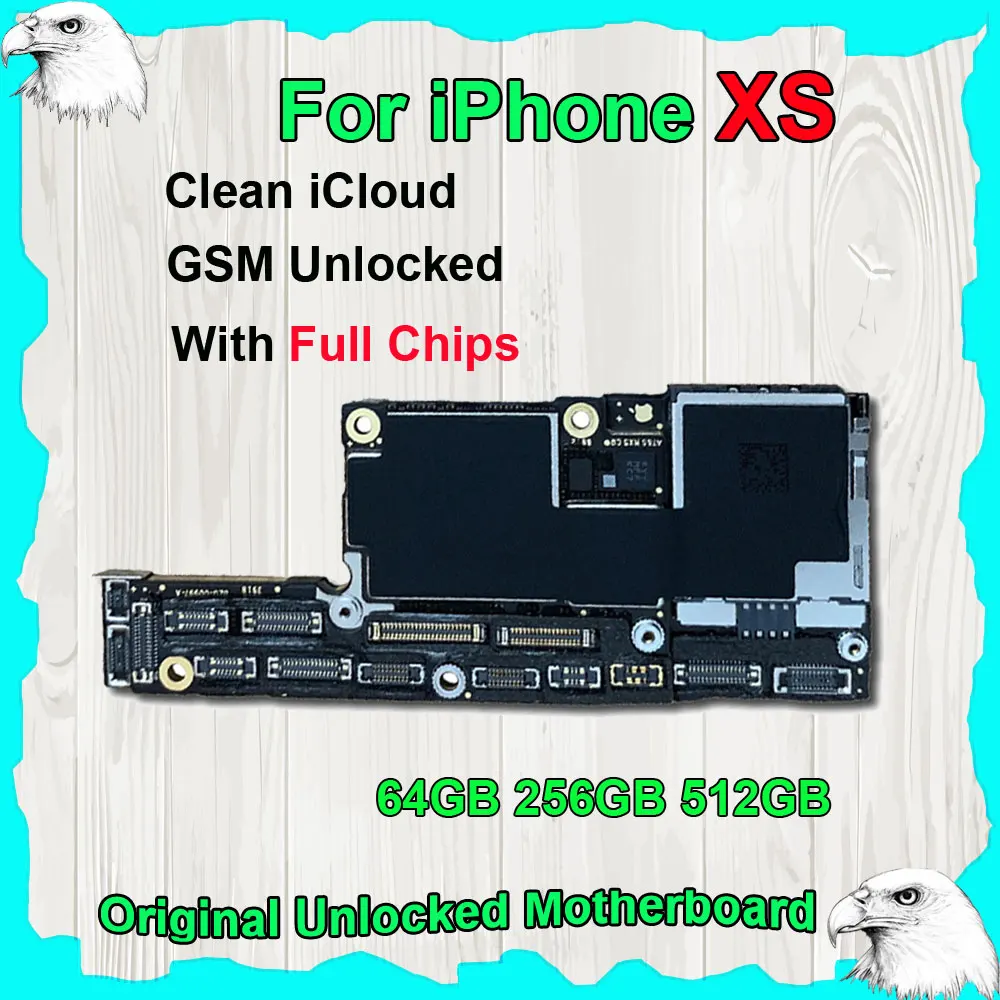 

For iPhone XS Original Motherboard iCloud Unlocked Mainboard NO Face ID with Full Chips iOS System Logic Board 64GB 256GB 512GB