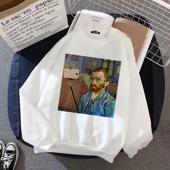 

Spoof Funny Van Gogh Print 2020 Harajuku Kpop Style Women Clothes Hoodies Ladies Hooded Pullover Sleeve Casual Sweatshirt Female