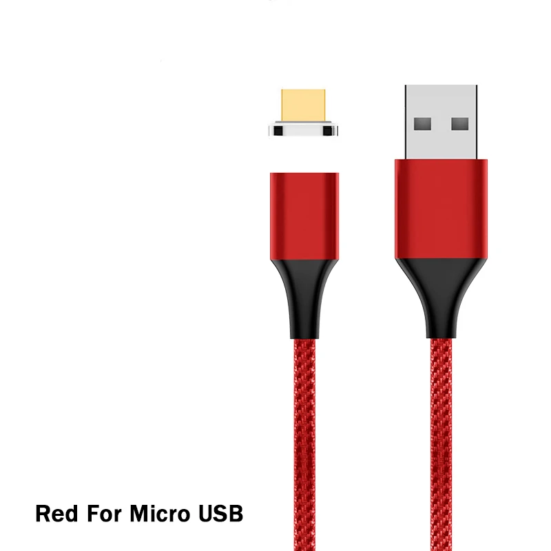 Red For micro Магнитный кабель 3A Быстрая зарядка для iPhone Xiaomi samsung Android мобильный телефон магнит зарядное устройство type C Micro USB кабель для передачи данных - Цвет: Red For micro